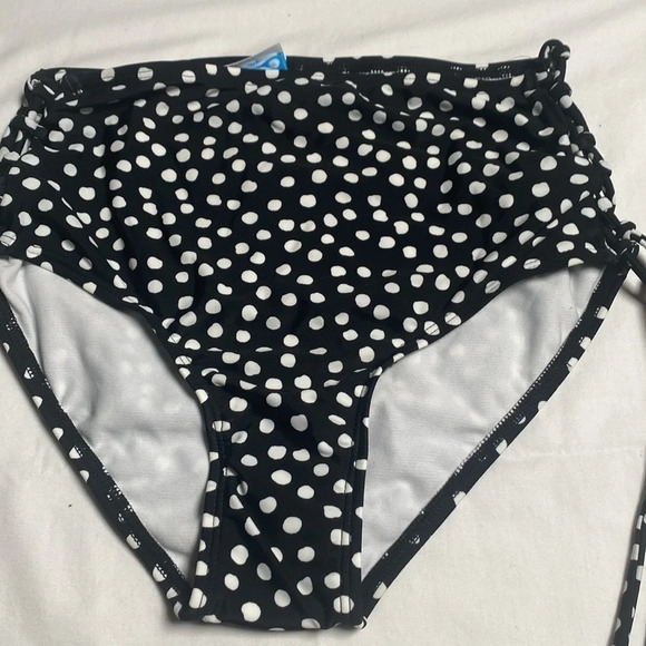 California Waves Womens Side Tie Swim Bottom Separates Black Polka Dot M - Picture 9 of 10